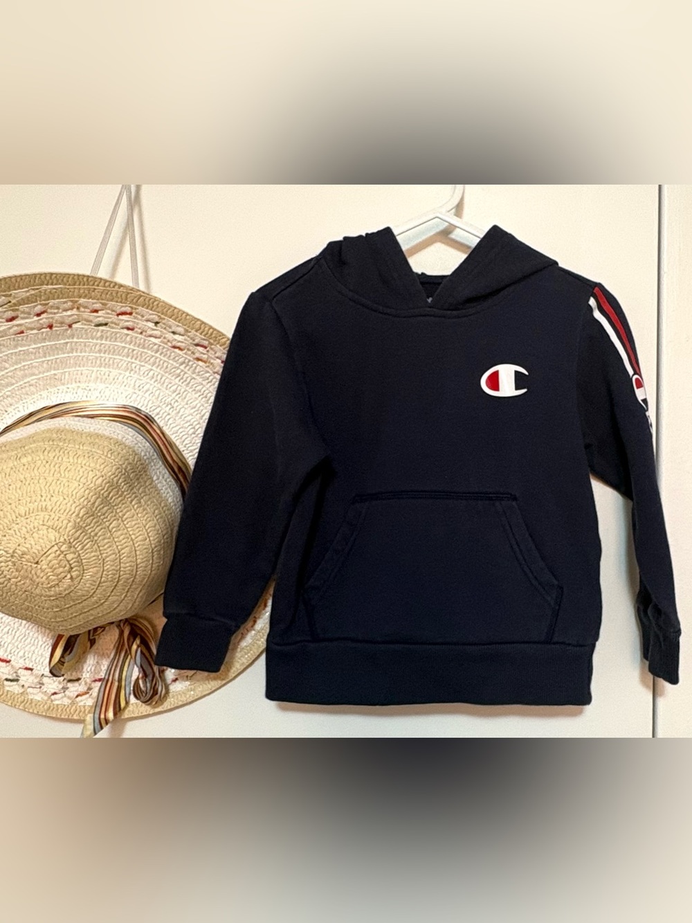 Champion Kids Navy Blue Hoodie with Small Logo